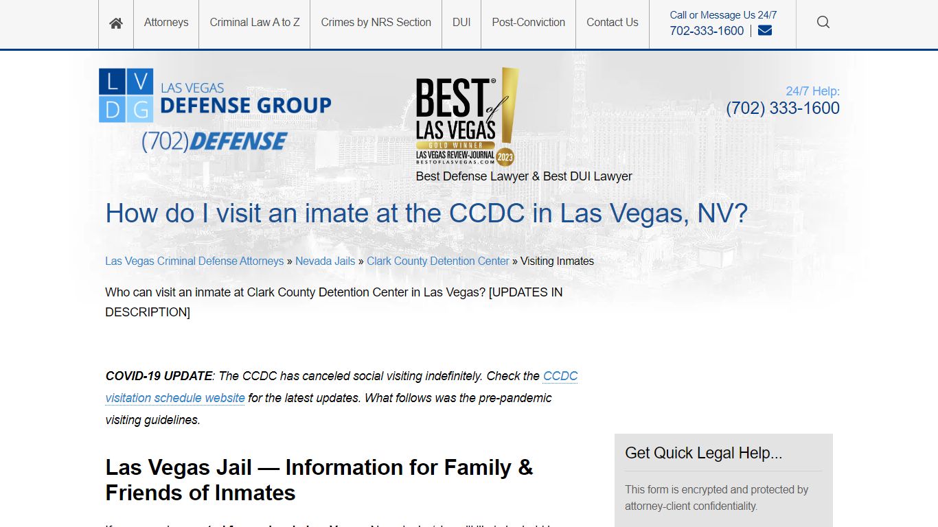 How do I visit an imate at the CCDC in Las Vegas, NV?